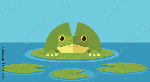 Simple illustration of a frog in a pond