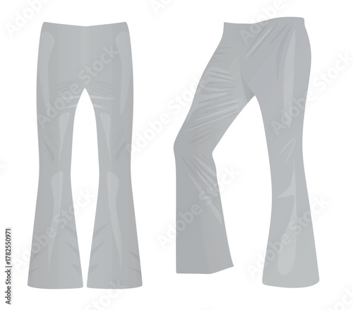 Grey flared loose pants. vector	