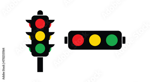 Simple illustration of two traffic lights displaying different signal states