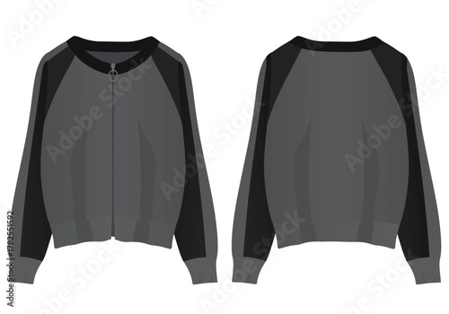 Grey zipper cardigan. vector illustration	