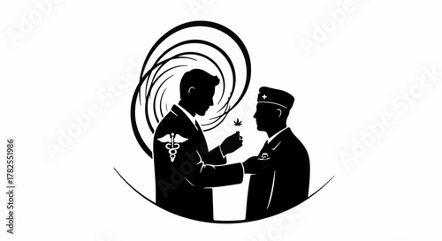 Doctor awards military veteran with medal, symbolizing honor and gratitude