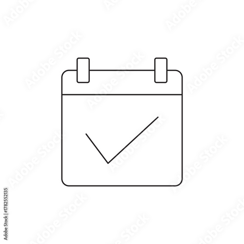Confirm Complete Calendar Date Outline Check Mark Icon
