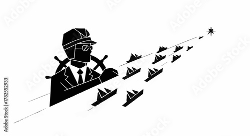 Visionary leader guides fleet towards bright future with determination and expertise.