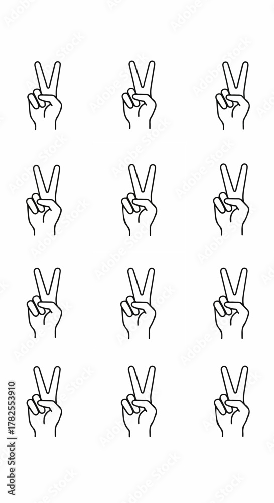 Fototapeta premium Gesturing hands offering peace sign minimalist illustration design