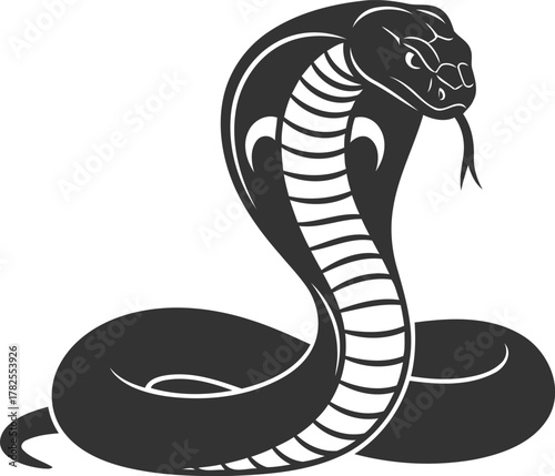 Black silhouette of a cobra snake vector