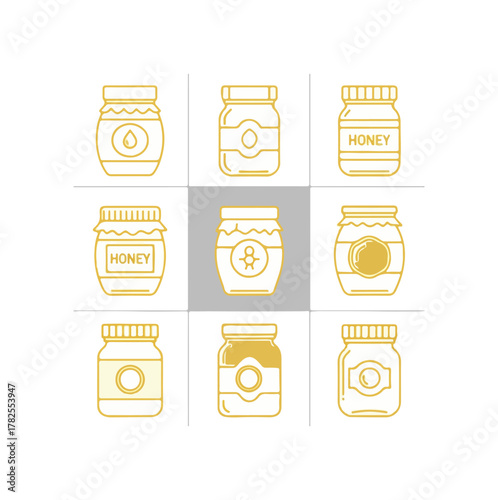 Honey jars illustration in tic tac toe grid design