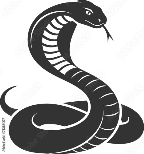 Black silhouette of a cobra snake vector