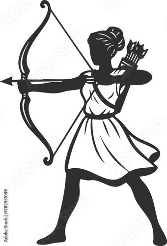 Greek Gods and Goddess Artemis vector illustration 