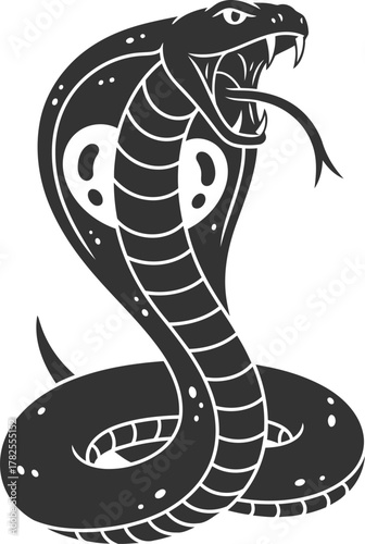 Black silhouette of a cobra snake vector