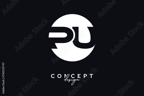 PU Creative Negative Space Circle Monogram Logo Design	