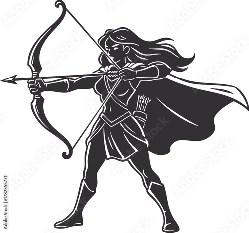 Greek Gods and Goddess Artemis vector illustration 