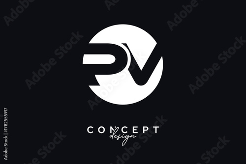 PV Creative Negative Space Circle Monogram Logo Design	