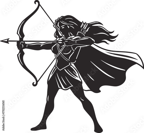 Greek Gods and Goddess Artemis vector illustration 