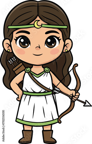 Greek Gods and Goddess Artemis vector illustration 