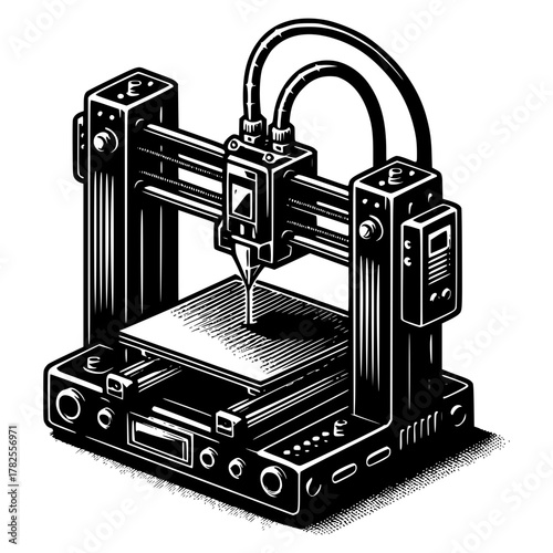 3D Printing machine vector image illustration 