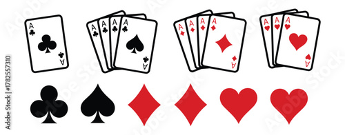 Playing card gambling including spade, clover, heart, and diamond
