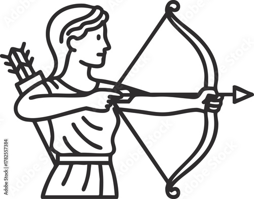 Greek Gods and Goddess Artemis vector illustration 