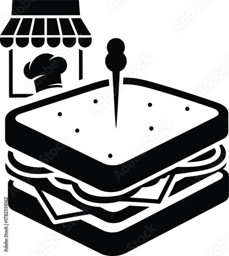 Sandwich shop icon with a large sandwich