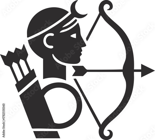 Greek Gods and Goddess Artemis vector illustration 