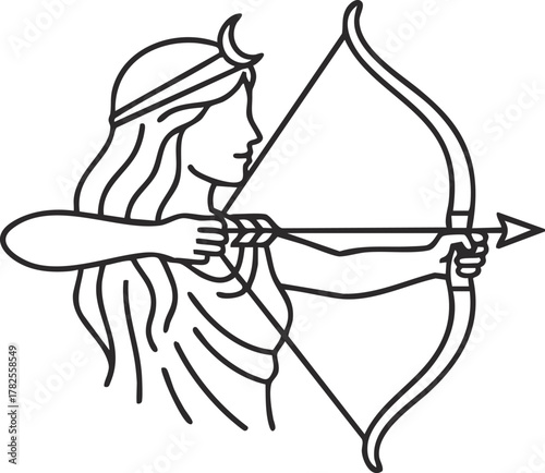 Greek Gods and Goddess Artemis vector illustration 