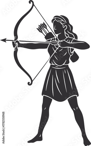 Greek Gods and Goddess Artemis vector illustration 
