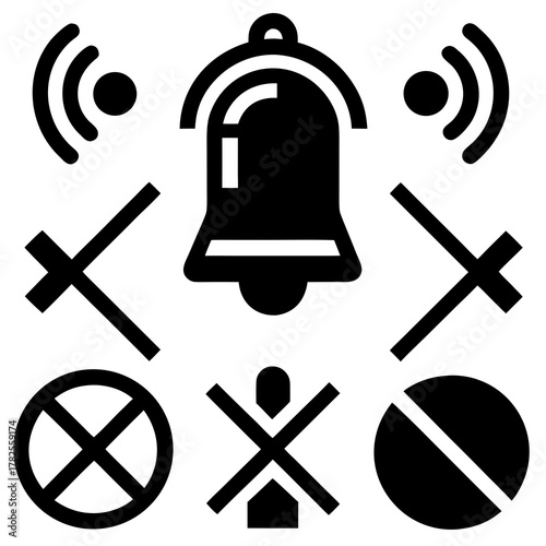 Black icons for silent mode and notifications bell