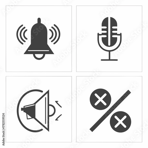 Four icons for sound, notification, and percentage controls