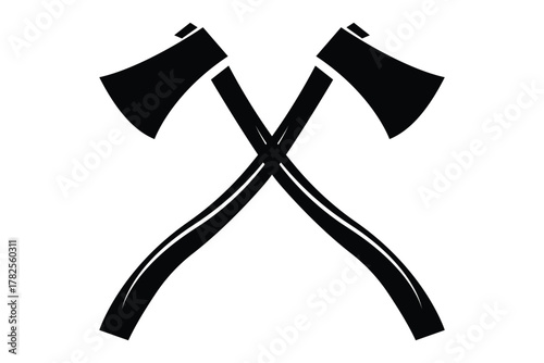 Crossed Axes Vector Set – Medieval Battle Axe Silhouettes, Hatchet Icons and Clip Art on White Background