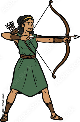 Greek Gods and Goddess Artemis vector illustration 