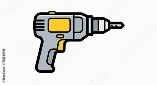 Modern Cordless Power Drill Icon with Yellow Accents