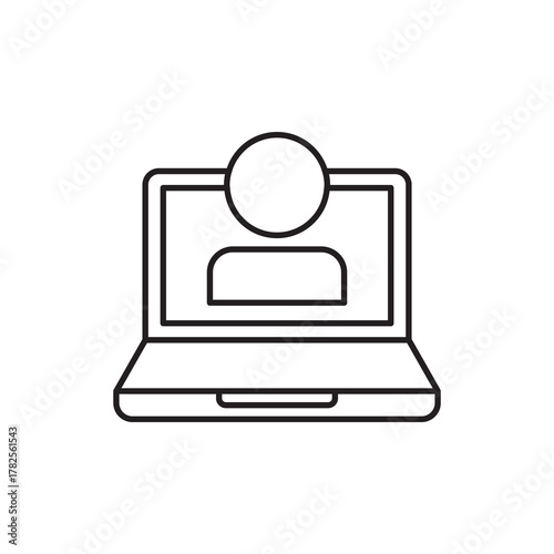 Laptop Computer User Account Profile Line Icon