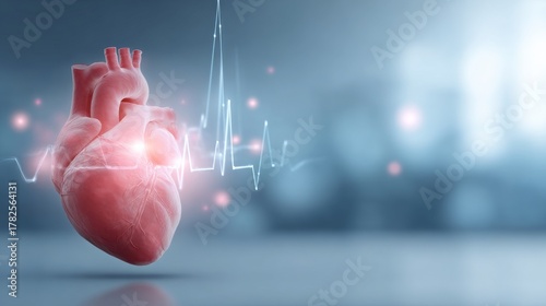 medical heart monitoring, futuristic medical laboratory background with copy space