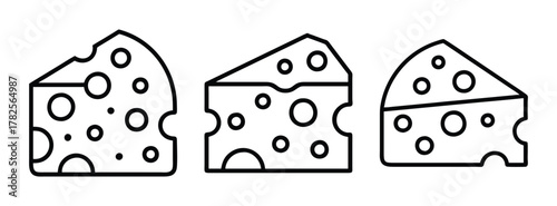 Cheese outline drawing vector illustration swiss cheese cheddar cheese cheese slices food icon dairy product