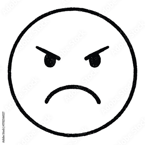 Simple hand drawn angry face emoji