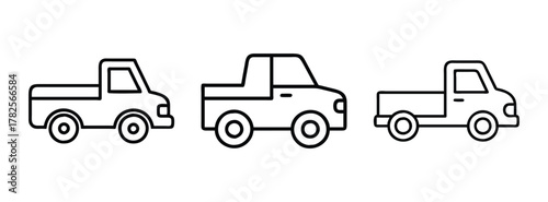 Outline drawing of pickup trucks vector illustration for transportation and automotive design needs