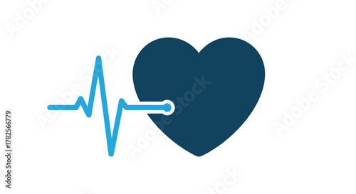 Blue heart with electrocardiogram line a striking visual representation silhouette