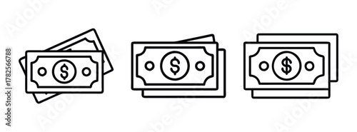Money cash currency dollar bills finance payment wealth income investment savings line art