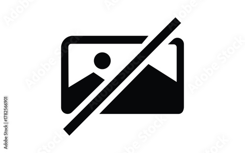 Black image not available icon isolated on white simple representation