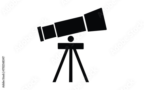 Telescope vector icon for astronomical observation scientific exploration