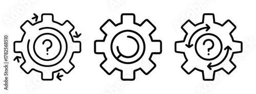 Gears question mark process flow diagram problem solving mechanism business strategy concept idea