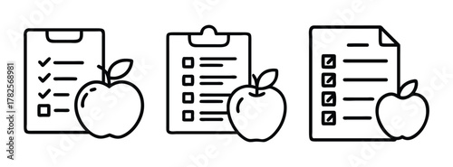 Diet plan checklist apple healthy eating nutrition fitness wellness dieting food list concept
