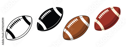 American football gridiron ball set