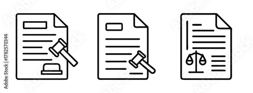 Legal documents with gavel and scales of justice icon for law and court representation concept