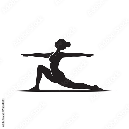 Female doing yoga minimal black vector icon
