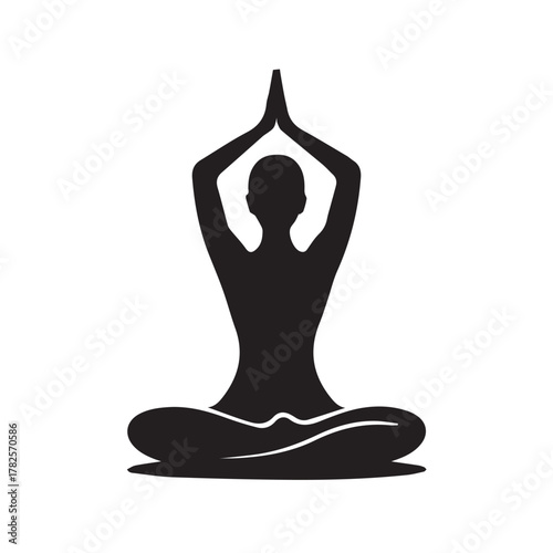 Female doing yoga minimal black vector icon