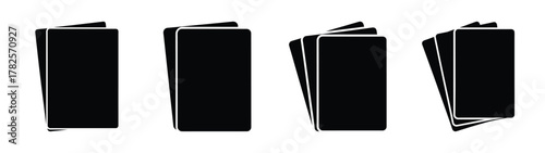Collection of four abstract black card deck symbols isolated on