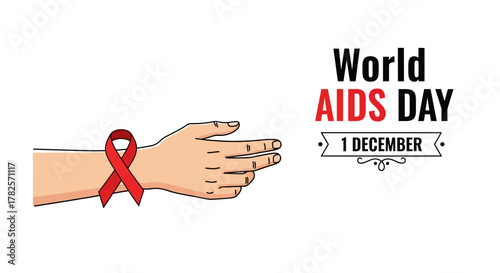 World AIDS Day Awareness Illustration with Red Ribbon