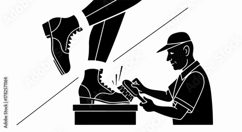 Skilled craftsman meticulously polishes a boot, symbolizing care and dedication.