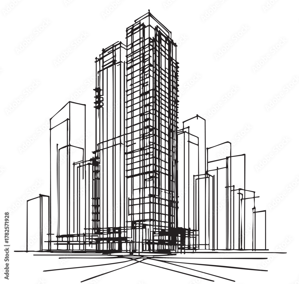Obraz premium High rise building sketch. Architecture