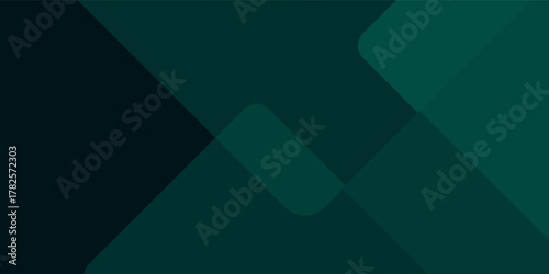 Dark green abstract background with gold lines and shadow. Geometric shape overlap layers. Transparent squares. Modern luxury rounded squares graphic pattern banner template design